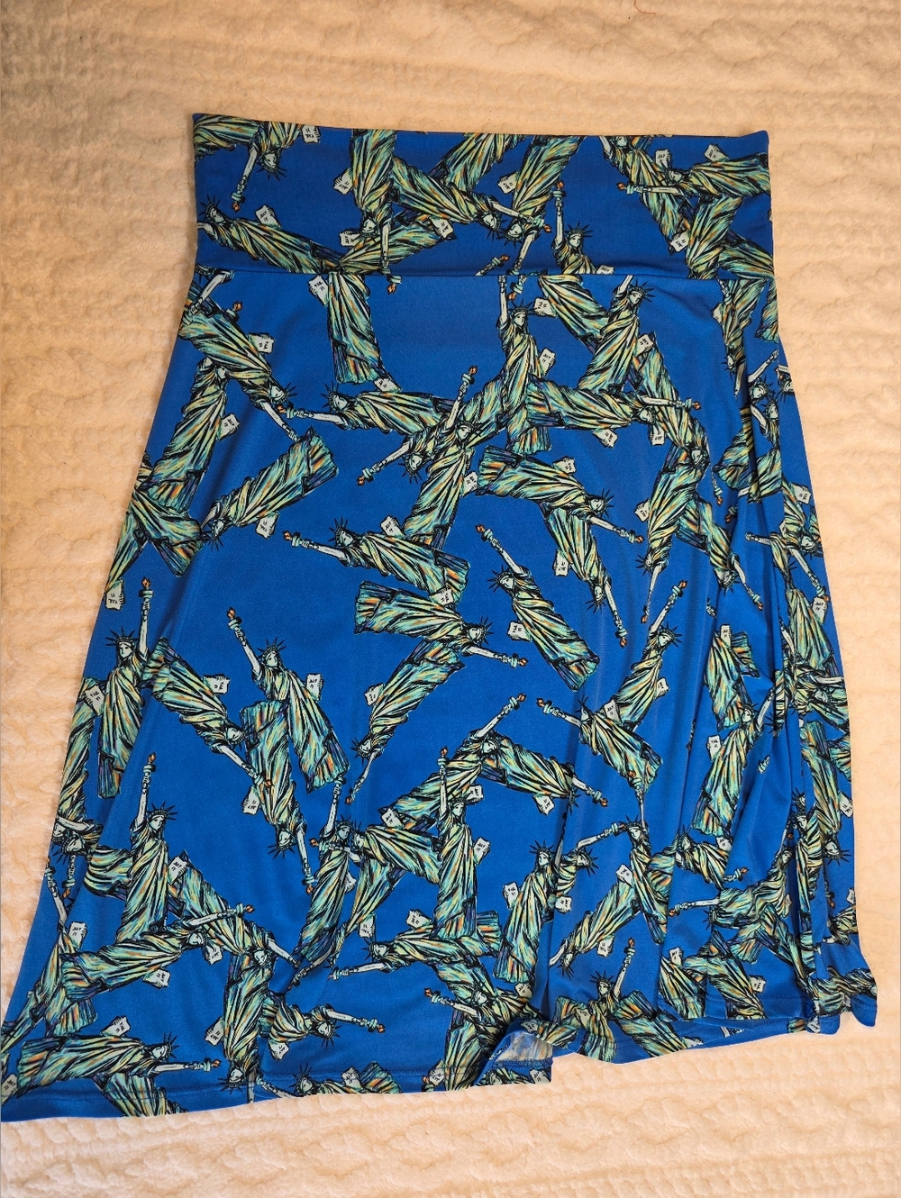 LuLaRoe Blue Statue of Liberty A-Line Skirt XL